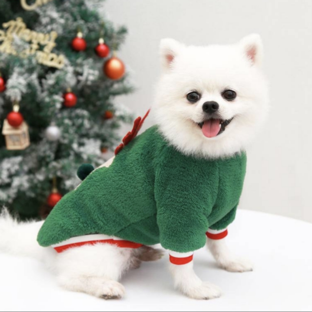 Dog/Cat Fleece Christmas Sweater For Small Pets - Green - Picture 5 of 6